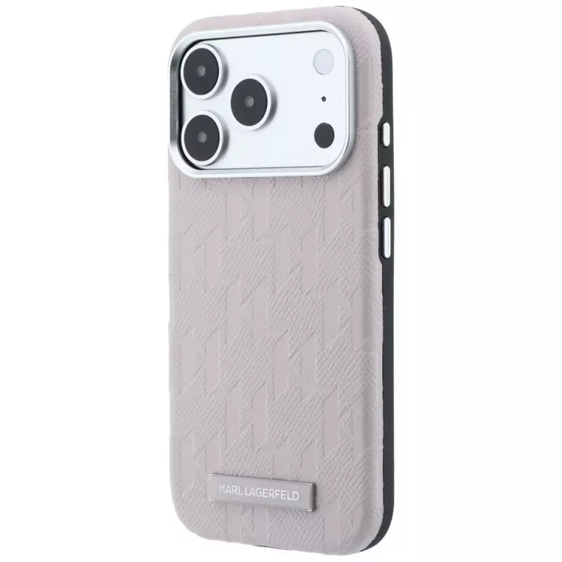 Karl Lagerfeld Grained Mono Resin Logo MagSafe maciņš iPhone 18 Pro / 17 Pro - Rozā