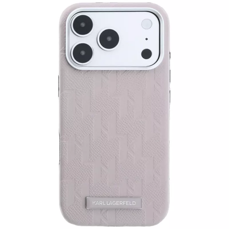Karl Lagerfeld Grained Mono Resin Logo MagSafe maciņš iPhone 18 Pro / 17 Pro - Rozā