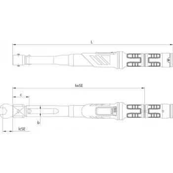 Gedore DMSE 300 griezes momenta atslēga ar ieliktņa kvadrātu 14x18 mm, 60-300 Nm, kalibrēta