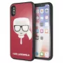 Karl Lagerfeld KLHCPXDLHRE iPhone X/Xs Iconic Glitter Karl's Head maciņš sarkans