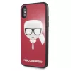 Karl Lagerfeld KLHCPXDLHRE iPhone X/Xs Iconic Glitter Karl's Head maciņš sarkans