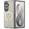 Guess Magnetic Ring Stand Grained Classic Logo Macīgais vāciņš Samsung Galaxy Z Fold 8 Ultra (Bēšs)