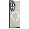 Guess Magnetic Ring Stand Grained Classic Logo Macīgais vāciņš Samsung Galaxy Z Fold 8 Ultra (Bēšs)