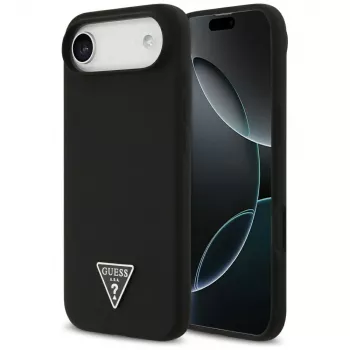 GUESS Silicone Triangle Logo MagSafe apvalks iPhone Air, melns