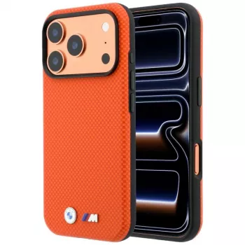 BMW M Quadrille Kevlar metāla logo MacSafe maciņš iPhone 18 Pro / 17 Pro - oranžs