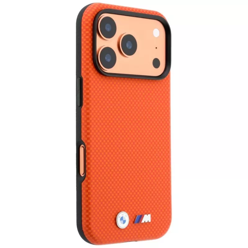 BMW M Quadrille Kevlar metāla logo MacSafe maciņš iPhone 18 Pro / 17 Pro - oranžs