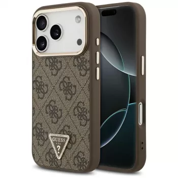 GUESS 4G Triangle Logo MagSafe maciņš iPhone 17 Pro / 18 Pro - Brūns