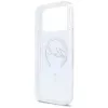 Karl Lagerfeld Liquid Glitter Karl Script Logo MagSafe maciņš iPhone 17 Pro caurspīdīgs