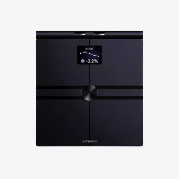 Withings Body Fit viedie svari ar segmentālo ķermeņa sastāva, vielmaiņas un sirds veselības analīzi, medicīnas ierīce, melni