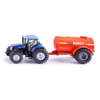 SIKU FARMER New Holland ar Abbey kūtsmēslu cisternu 1:32 mēroga traktoru un darbarīku komplekts