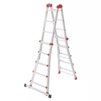 Hailo M80 4x5 pakāpju daudzfunkcionālās kombinētās kāpnes, alumīnija, 20 pakāpieni, 150 kg, EN 131 Professional