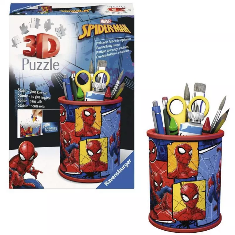 RAVENSBURGER 3D Puzzle pildspalvu turētājs Spider-Man - 54 gabali, oficiāls Marvel, Easy Click