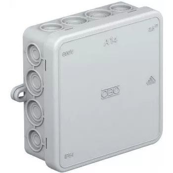 OBO A 14 kabeļu sadales kārba 100x100x38 mm gaiši pelēka RAL 7035 IP55