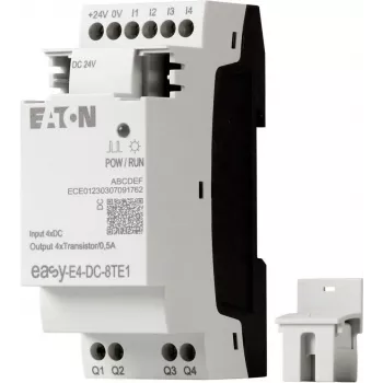 Eaton easyE4 DC 8TE1 digitālās I/O paplašināšanas modulis, 4DI/4DO, 24V DC, tranzistoru PNP