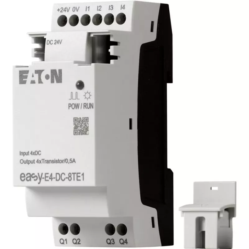 Eaton easyE4 DC 8TE1 digitālās I/O paplašināšanas modulis, 4DI/4DO, 24V DC, tranzistoru PNP