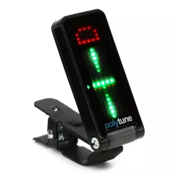 TC Electronic PolyTune Clip skaņotājs - polifoniskais, hromātiskais, stroboskopiskais, automātiskās orientācijas LED, melns
