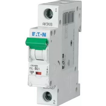 EATON PXL-C6/1 6 A vienpola ķēdes aizsardzības slēdzis (MCB), C līkne, 10 kA, DIN sliedei