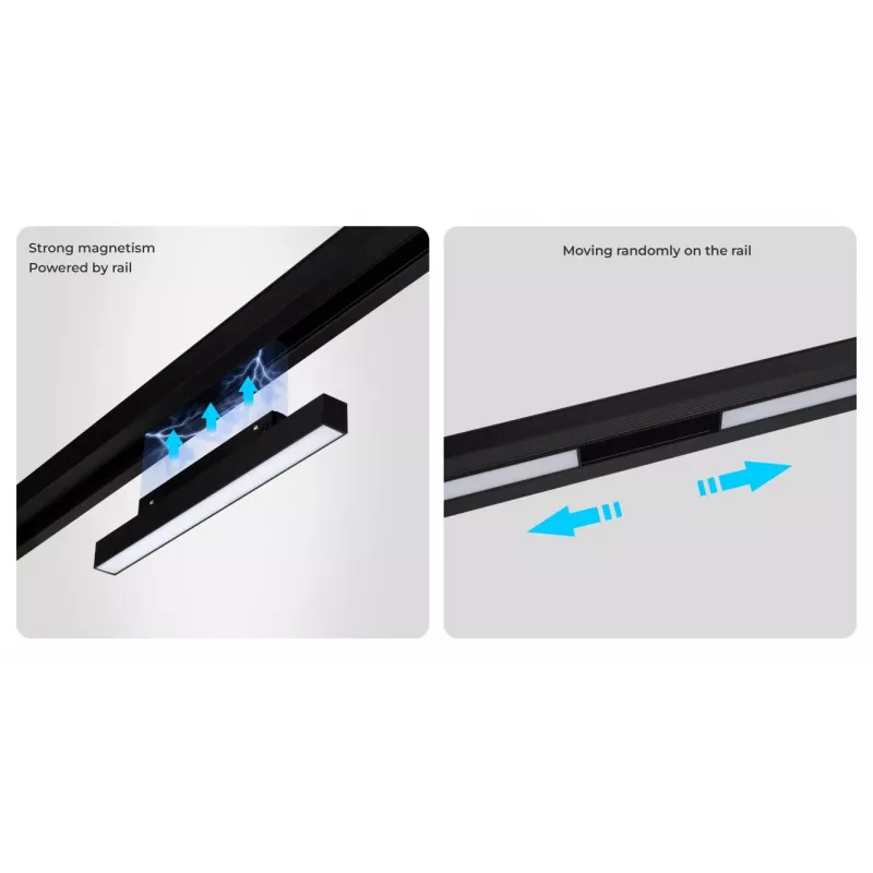 MIBOXER MF2-12A-RF LED 48V sliežu prožektors 12W CCT 2.4G regulējama baltā krāsa, melns