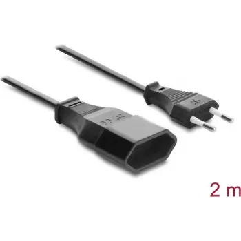 Delock Euro Plug Pagarinātājs CEE 7/16 vīrietis uz sievieti 2 x 0.75 mm², 2 m, Melns