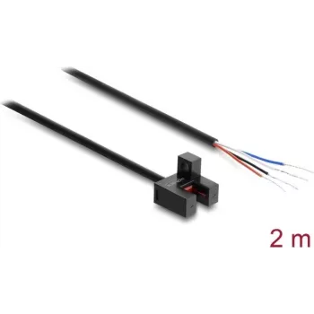 Delock dakšveida gaismas barjera 5 mm Type F ar 4 x atvērtiem kabeļa galiem PNP L/D pārslēdzama 2 m