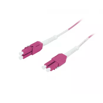 SYNERGY21 OM4 LC-LC Duplex Uniboot Push-Pull optiskā šķiedras lēciena kabelis, 5m, Aqua, LSZH, 2mm