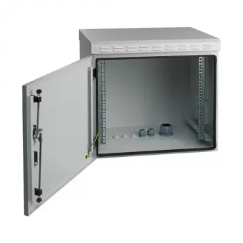 EFB 19 inch sienas skapis 9U, dziļums 450mm, IP55, salikts, RAL7035 pelēks