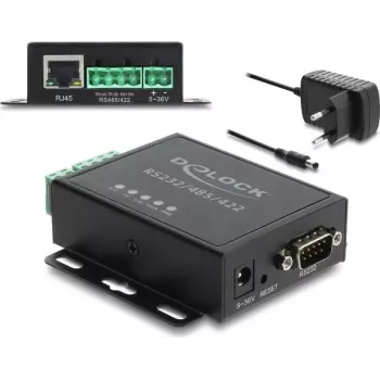 Delock Ethernet LAN pārveidotājs uz RS-232/RS-485/RS-422 un Modbus RTU/TCP vārteja ar 1,5 kV izolāciju