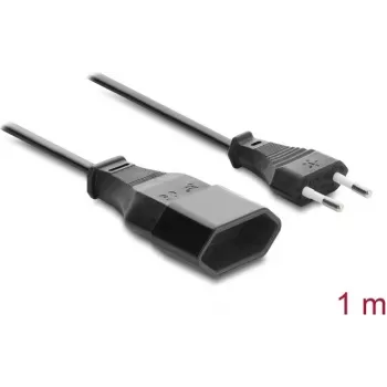 Delock Europlug pagarinātājs CEE 7/16 vīrietis–sieviete 2 x 0.75 mm², 1 m, melns