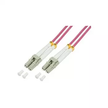 LogiLink OM4 LC/LC dupleksais daudzmodu optiskais kabelis, 75m, LSZH, akva