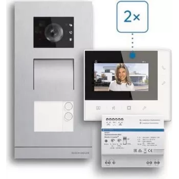 ABB Welcome Basic 2-vadu video durvju telefona komplekts divu ģimeņu mājai, 4,3 inch monitors, balts