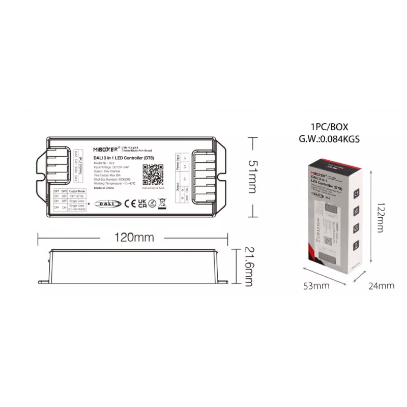 Miboxer DL2 LED DALI 3in1 kontrolieris (DT8)