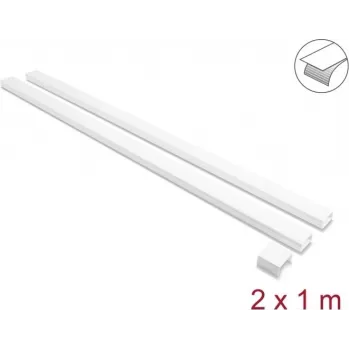 Delock pašlīmējošais kabeļu kanāls ar bīdāmu vāku 40 x 19 mm, savienotājdaļa, 1 m, 2 iepakojumā, balts