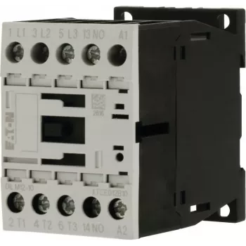 Eaton DILM12-10 3 polu jaudas kontaktors, 230 V AC 50 Hz / 240 V AC 60 Hz spole, 1 NO palīgkontakts, 12 A AC-3, 5.5 kW, skrūvju spailes, DIN sliedes stiprinājums