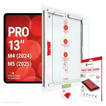 E.V.I. DISPLEX Tablet Real Glass ekrāna aizsargs Apple iPad Pro 13 (2024/2025) - 9H rūdīts stikls, ultra-caurspīdīgs, 2.5D noapaļotas malas, oleofobs pārklājums, bez burbuļiem
