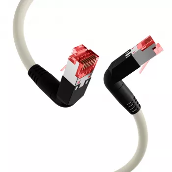 EFB Elektronik K4137GR.2 Cat.6A S/FTP LSZH savienojuma kabelis, Draka UC900 TM21, 2x90 grādu, 2 m, pelēks