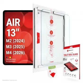 DISPLEX Tablet Real Glass ekrāna aizsargs iPad Air 13 (2024/2025/2026) - rūdīts stikls, 9H cietība, ultra caurspīdīgs