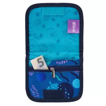 McNeill Disney Stitch krūšu soma zilā krāsā - bērnu kakla maks ar rāvējslēdzēju un Velcro kabatām