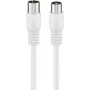 Wentronic Goobay koaksiālais antenas kabelis, Class A+ ekranējums >85 dB, dubultā ekranēšana, 75 Ohm, 1,5 m, balts, Coax vīrietis uz Coax sieviete