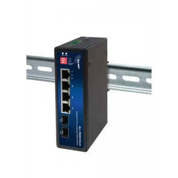 ALLNET ALL-SGI8104v3 industriālais nevaldāmais Layer 2 slēdzis, 6 porti GbE, 4x GbE RJ45, 2x SFP, bez ventilatora, IP40