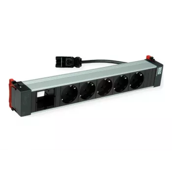Bachmann POWER FRAME 5x Schuko kontaktligzda, 1x moduļu slots, 0,2 m GST18i3, melna