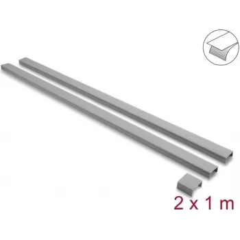 Delock pašlīmējošs kabeļu kanāls ar bīdāmu vāku 40 x 19 mm, ieskaitot savienotājelementu - garums 1 m, 2 iepakojumā, pelēks