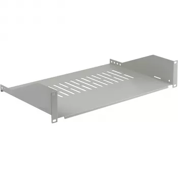 EFB ELEKTRONIK 19 collu 2U fiksēts plaukts, 300 mm dziļums, 22 kg slodze, gaiši pelēks RAL 7035