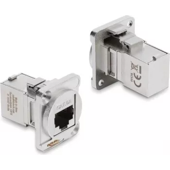 Delock D-Type modulis RJ45 sieviete-sieviete 90° leņķa Cat.6A sudrabs