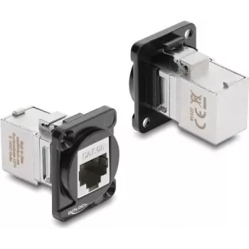 Delock D-Type modulis RJ45 sieviete-sieviete 90° leņķa Cat.6A melns/sudrabs