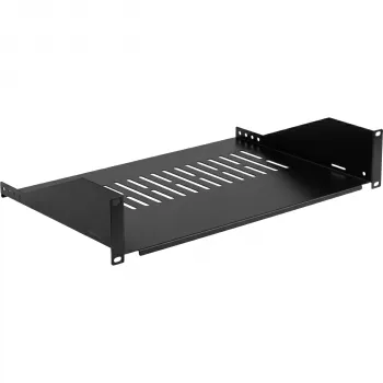 EFB ELEKTRONIK 19 collu 2U fiksētais plaukts, 300 mm dziļš, 22 kg slodze, melns RAL 9005