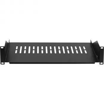 EFB ELEKTRONIK 19 collu 2U fiksētais plaukts, 300 mm dziļš, 22 kg slodze, melns RAL 9005