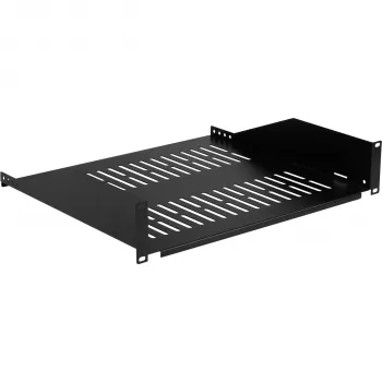 EFB Elektronik 19 collu 2U fiksēts plaukts skapim, 400 mm dziļums, 22 kg slodze, melns RAL 9005