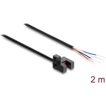 Delock 91871 Dakšveida gaismas barjera 5 mm, tips R, 4 atvērti vadi, PNP, gaisma/tumsa pārslēdzama, 2 m