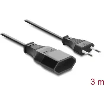 Delock Europlug pagarinātājs CEE 7/16 vīrietis–sieviete 2 x 0,75 mm², 3 m, melns