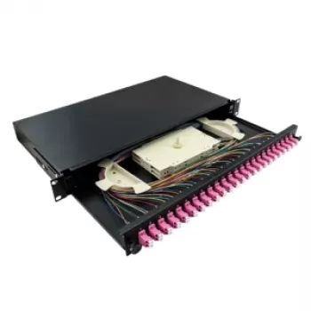 LogiLink 19 collu 1U 24 portu LC Duplex OM4 daudzmodu splice kārba (patch panel), melna